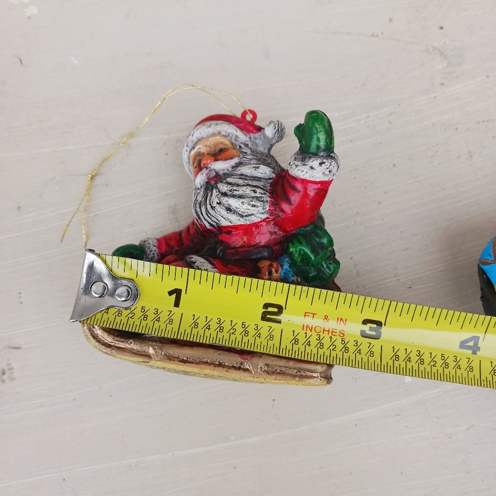 Vintage Blow Mold Sledding Santa Claus‎ Christmas Hanging Ornament Holiday - Picture 7 of 7